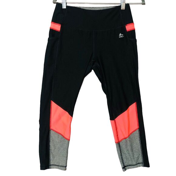 RBX Cropped Leggings Womens Medium Pink Black Yoga Running Colorblock Activewear - Picture 1 of 11